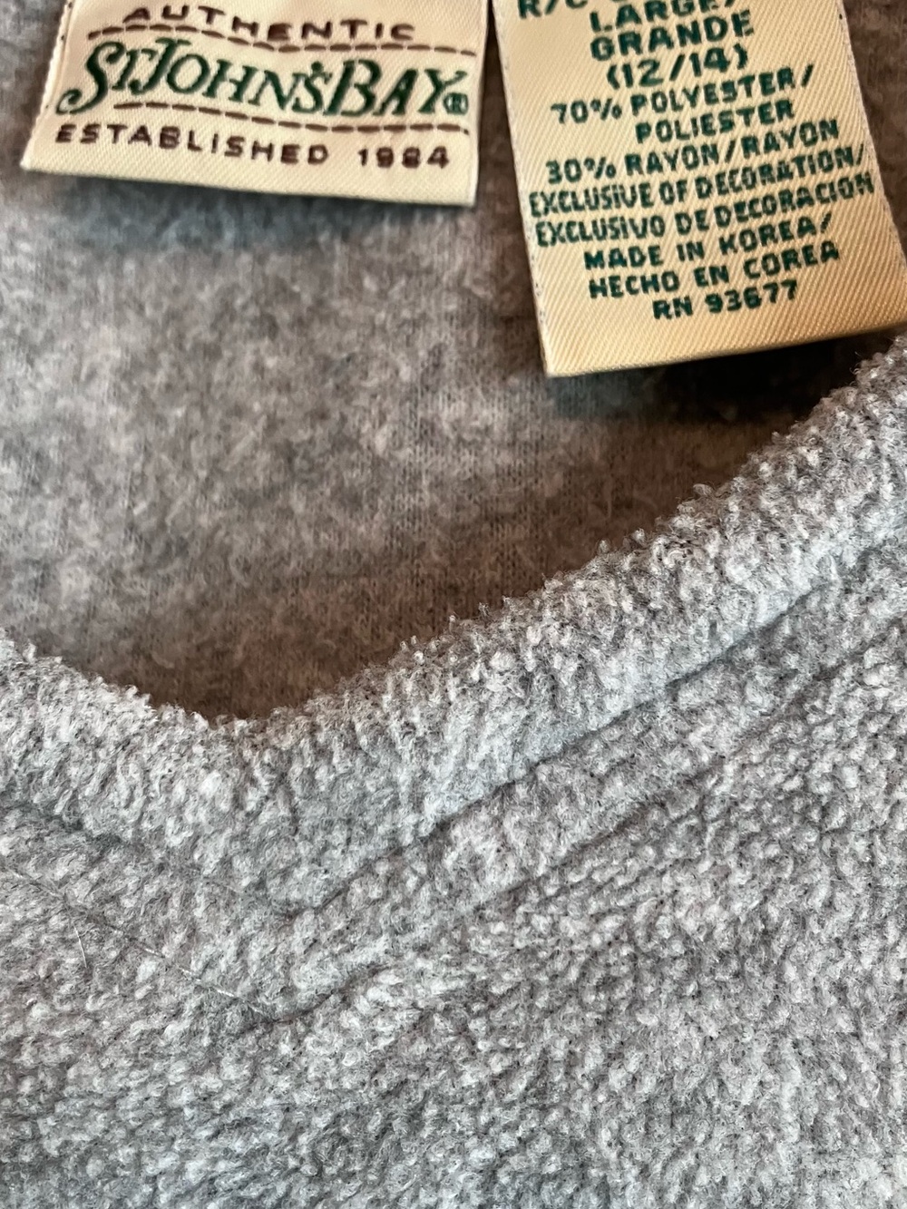 Vintage St.John’s Bay pullover Hoodie. Women’s size L. Gray, long sleeves - Picture 3 of 7